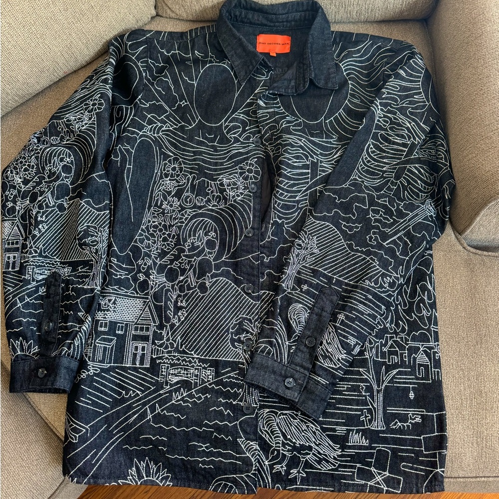 LUXURY EMBROIDERED COTTON DENIM SHACKET (SHIRT-JACKET)
